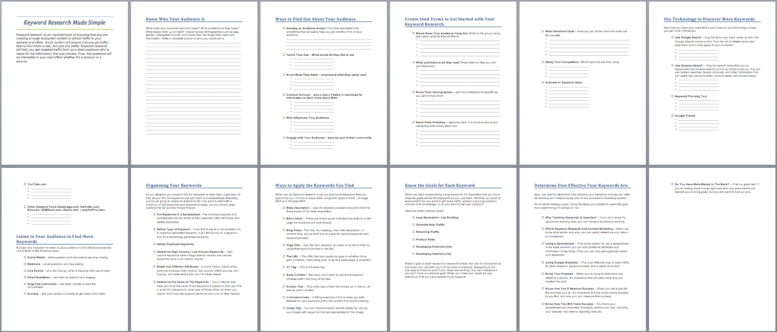 keyword research made simple workbook
