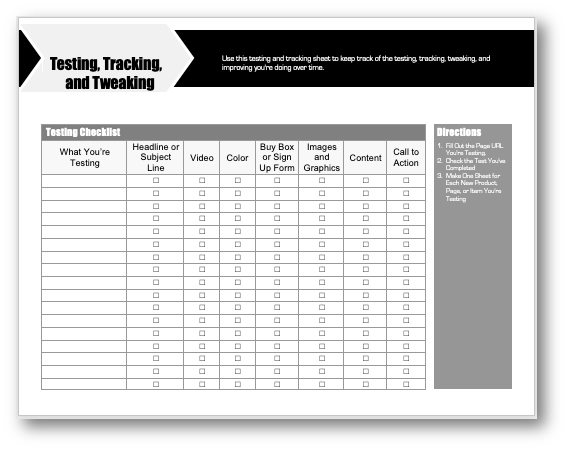 Testing and Tracking Checklist