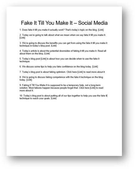 fake it till you make it social media posts plr