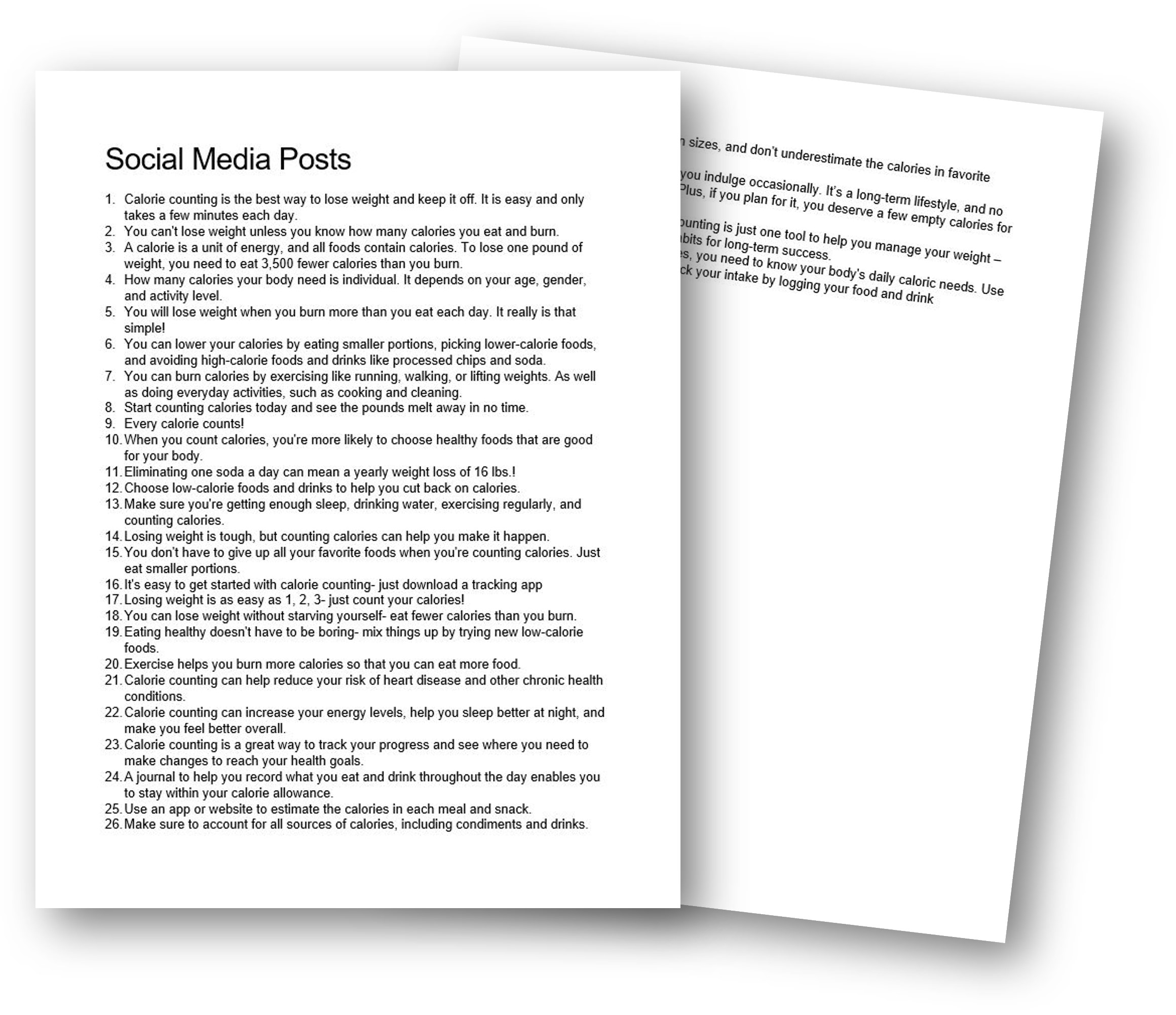 effective calorie counting social media posts plr