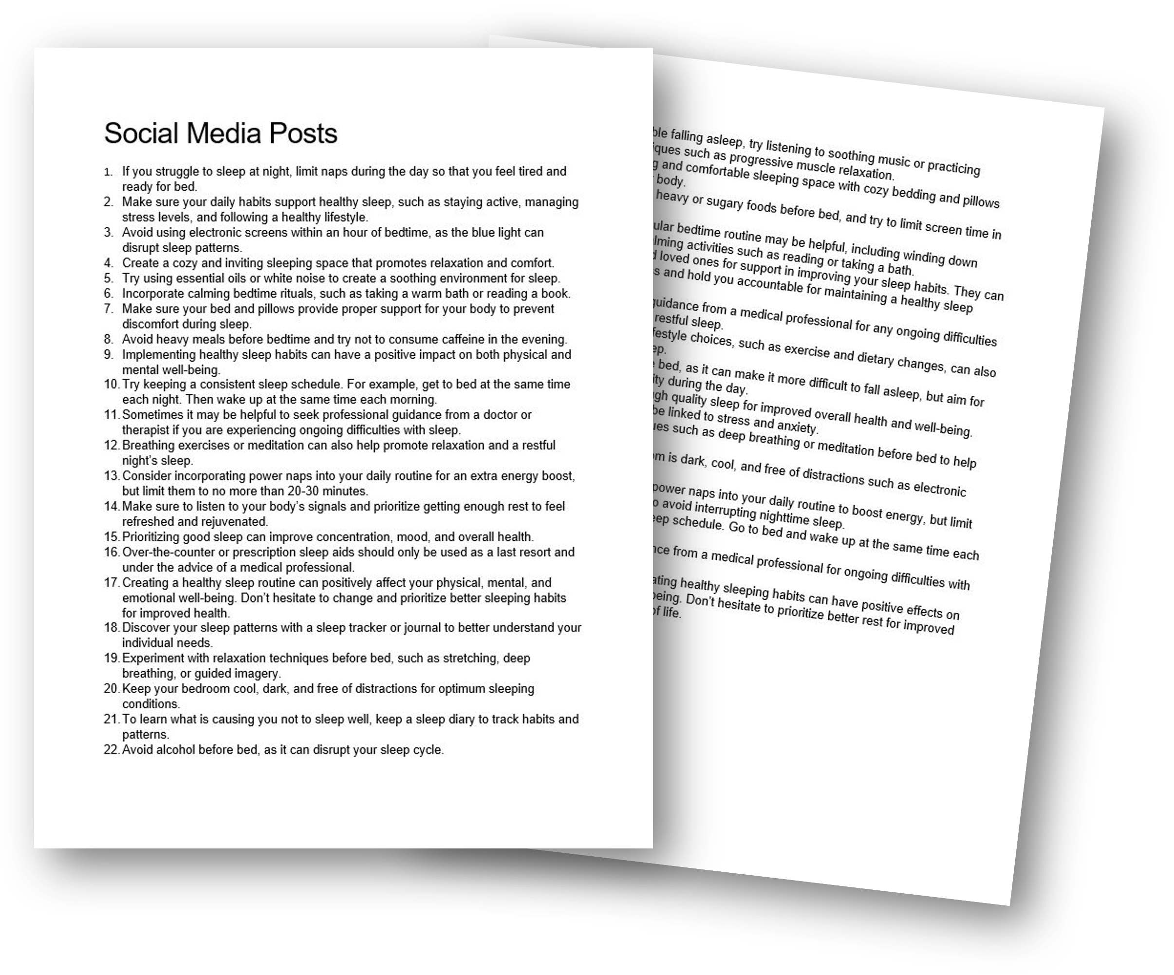 Ten Steps to Better Sleep Social Media PLR