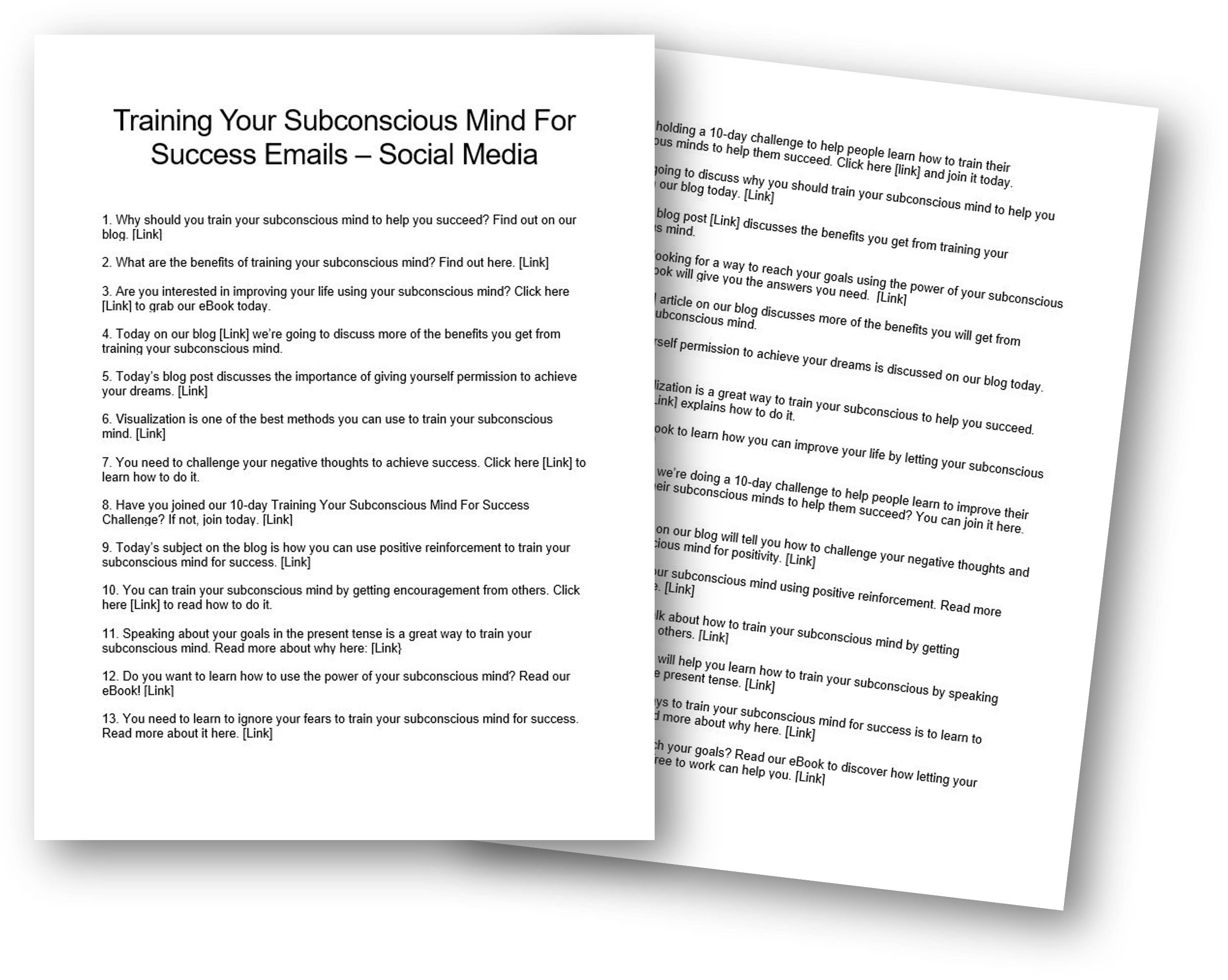 Training Your Subconscious Mind For Success Social Media PLR