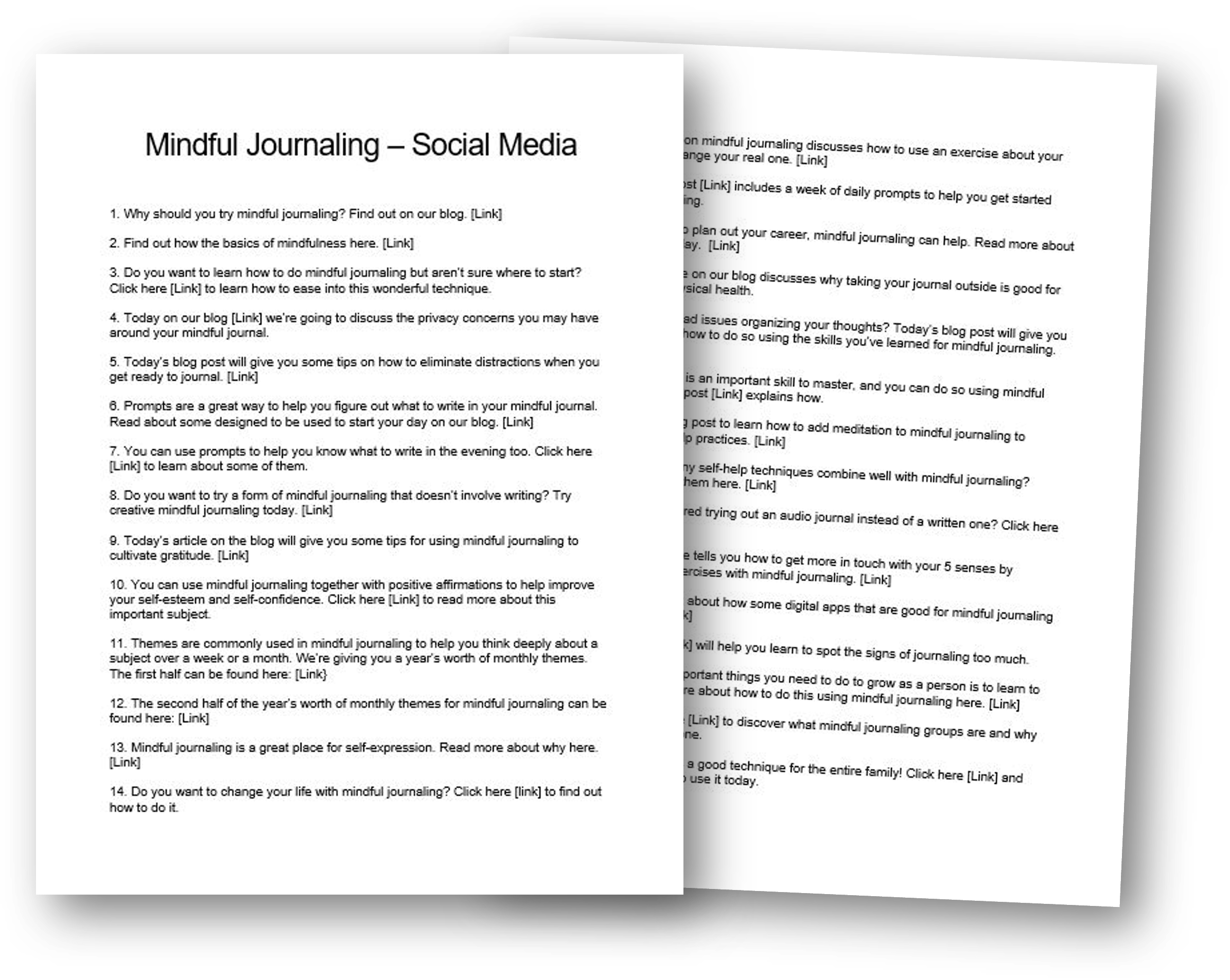 Mindful Journaling Social Media Posts PLR