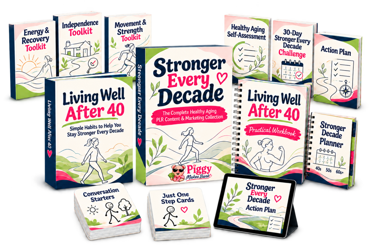 Stronger Every Decade Healthy Aging PLR Content and Marketing Collection